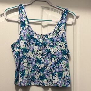 Old Navy Floral Crop Top in Blue and White